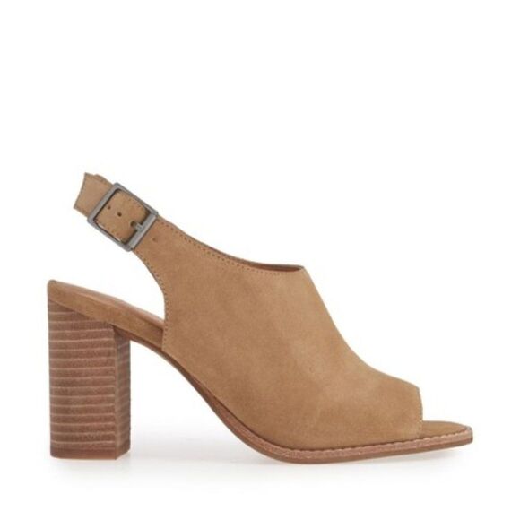 Madewell The Cary Tan Suede Slingback Sandals Block Heel Women's 10  New In Box - Picture 5 of 8